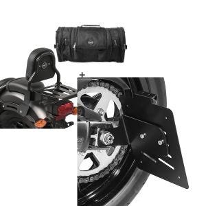 Set: Sissybar XS3 + Hecktasche RB1 für Kawasaki Vulcan S / Café 15-20 mit Gepäckträger Craftride + Kennzeichenhalter seitlich S für Kawasaki Vulcan S / Café 15-21 schwarz Craftride_1