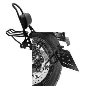 Set: Sissybar Harley Davidson Sportster 883 Iron 09-20 Craftride Fast Rider-M inkl. Gepäckträger schwarz + Kennzeichenhalter seitlich M für Harley Sportster 883 Iron 19-20 schwarz Craftride_1