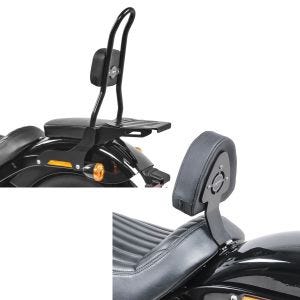 Set: Sissy Bar CSL Fix für Harley Softail Street Bob 18-21 Gepäckträger schwarz Craftride + Fahrer Sissybar für Harley Davidson Softail Street Bob 18-21 Fahrer Rückenlehne Craftride_1