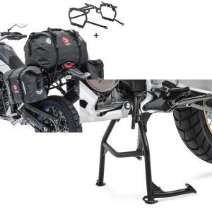 Set: Satteltaschen Set WP8 für Honda Africa Twin 1100 20-21 mit Hecktasche und Kofferträger Bagtecs + Hauptständer für Honda Africa Twin 1100 20-21 Constands Mittelständer_1