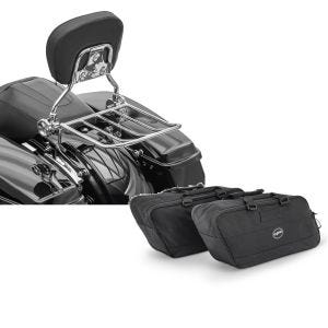 Set: Sissybar Harley Street Glide 09-21 Craftride Fast Driver-L Flex inkl. Gepäckträger chrom + Koffer Innentaschen für Harley Street Glide 06-21 Craftride BG1 Paar_1
