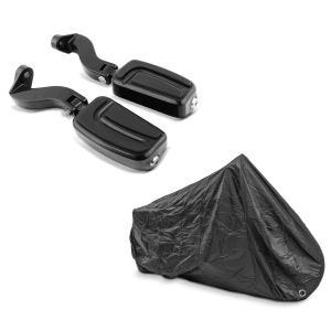 Set: Sozius Fussrasten Set mit Halter für Harley Street Glide 06-21 W1 schwarz Craftride + Abdeckplane Harley Street Glide / Special Craftride XXXL schwarz_1