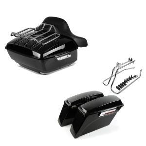 Set: Topcase King OLR passend für Harley Davidson Heritage Softail Classic / 114 schwarz Craftride + Seitenkoffer und Kofferträger CR passend für Harley Davidson Heritage Softail Classic 88-17 Craftride