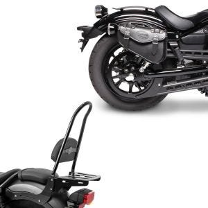 Set: Sissybar für Honda Rebel 500 17-21 Craftride Fast Rider-XL inkl. Gepäckträger schwarz + Satteltasche Honda Rebel 500 Craftride Arizona 3Ltr rechts in schwarz_1