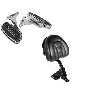 Set: Beifahrer Trittbretter + Halter CF2S für Harley Street Glide 06-21 Craftride + Fahrer Rückenlehne Small für Harley Street Glide 06-21 schwarz Craftride_1
