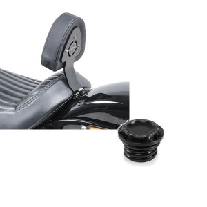 Set: Fahrer Sissybar für Harley Davidson Softail Street Bob 18-21 Fahrer Rückenlehne Craftride + Tankdeckel Harley Davidson Softail Street Bob 18-21 CNC1 Craftride schwarz_1