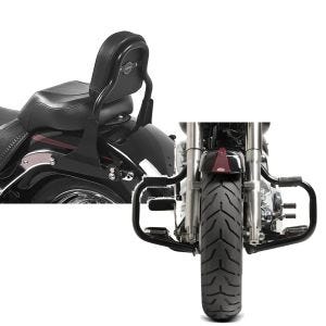 Set: Sissy Bar für Harley Davidson Fat Boy Special/ Lo 10-17 CSS schwarz Craftride + Sturzbügel für Harley Davidson Fat Boy Special 2010-2017 Craftride Mustache schwarz_1
