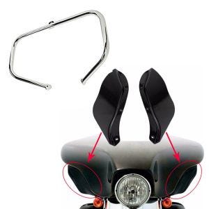 Set: Sturzbügel für Harley Davidson Electra Glide Standard 97-08 Craftride TR1 chrom + Seitlicher Windabweiser für Harley-Davidson Touring 96-13 schwarz Craftride_1