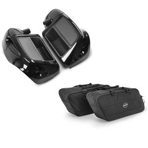 Set: Beinschild für Harley Davidson Road King 14-21 Craftride belüftet schwarz + Koffer Innentaschen für Harley Road King 94-21 Craftride BG1 Paar_1