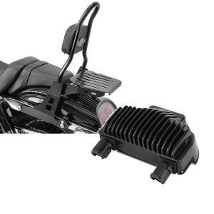 Set: Sissybar Harley Davidson Dyna Fat Bob 10-17 Craftride Fast Rider-M inkl. Gepäckträger schwarz + Spannungsregler für Harley-Davidson Dyna Fat Bob 08-17 Gleichrichter Laderegler Craftride_1