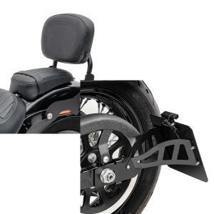 Set: Sissy Bar für Harley Fat Bob 10-17 schwarz CXS Craftride + Seitlicher Kennzeichenhalter für Harley Davidson Dyna Fat Bob 08-17 Craftride schwarz_1