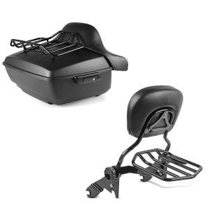 Set: Topcase King OLM für Harley Street Glide 14-21 Craftride + Sissybar Harley Street Glide (FLHX) 09-21 Craftride Fast Driver-L Flex inkl. Gepäckträger schwarz_1