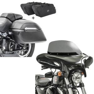 Set: Set Seitenkoffer + Innentaschen für Yamaha XVS 1300 A Midnight Star Craftride K3 + Batwing Verkleidung für Yamaha XVS 1300 A Midnight Star Craftride mit Windschild rauchgrau_1