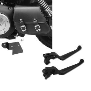 Set: Schwingentasche + Halter für Harley Dyna Fat Bob 08-17 Craftride + Bremshebel und Kupplungshebel-Set Grip für Harley Davidson Dyna Fat Bob 08-17 schwarz Craftride_1