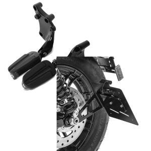 Set: Sozius Fußrasten für Harley Sportster 883 Iron 14-20 Craftride mit Halter in schwarz + Kennzeichenhalter seitlich M für Harley Sportster 883 Iron 19-20 schwarz Craftride_1