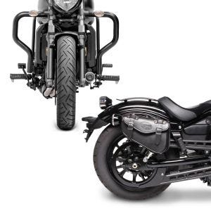 Set: Sturzbügel für Kawasaki Vulcan S / Cafe 15-21 Motor Schutzbügel Craftride + Satteltasche Kawasaki Vulcan S / Café Craftride Arizona 3Ltr rechts in schwarz_1
