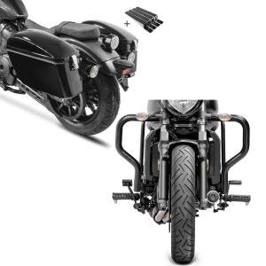 Set: Seitenkoffer Set für Kawasaki Vulcan S / Café Craftride Dallas 23Ltr mit Haltesatz + Sturzbügel für Kawasaki Vulcan S / Cafe 15-21 Motor Schutzbügel Craftride_1