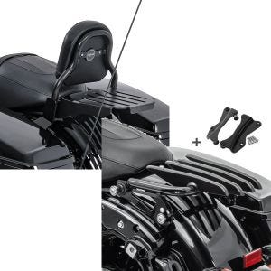 Set: Sissy Bar CXS Fix für Harley Street Glide 14-21 mit Gepäckträger schwarz Craftride + Gepäckträger und Montagekit für Harley Davidson Street Glide 14-21 Craftride XB schwarz_1
