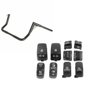Set: Lenker Ape Hanger 14" für Harley Street Glide 06-21 schwarz Craftride + Lenkerschalter Set Harley Davidson Street Glide 06-13 schwarz Craftride_1