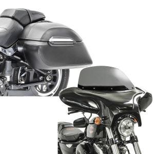 Set: Seitenkoffer Set Yamaha XVS 1300 A Midnight Star Craftride K3 33Ltr in schwarz + Batwing Verkleidung für Yamaha XVS 1300 A Midnight Star Craftride mit Windschild rauchgrau_1