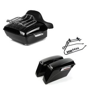 Set: Topcase King OLR für Harley Heritage Softail Classic / 114 schwarz Craftride + Seitenkoffer für Harley Davidson Heritage Softail Classic 88-17 Craftride inkl. Kofferträger schwarz_1