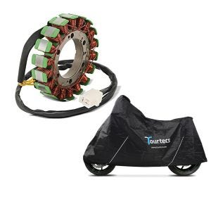 Set: Lichtmaschine Stator für Yamaha XV 535 Virago 88-03 Alternator Zaddox + Motorrad Abdeckplane Yamaha XV 535 Virago Tourtecs L schwarz_1