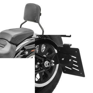 Set: Sissybar für Harley Breakout / 114 18-21 Abnehmbar Craftride R1 schwarz + Seitlicher Kennzeichenhalter für Harley Davidson Softail 18-21 Craftride schwarz_1