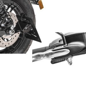 Set: Kennzeichenhalter seitlich S für Harley Sportster Forty-Eight 48 Special 18-20 schwarz Craftride + LED Lenkerblinker für Harley Davidson Sportster Forty-Eight 48 / Special Lumitecs Blinker M2 getönt_1