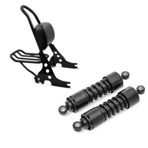 Set: Sissybar Harley Davidson Sportster Forty-Eight 48 10-20 Craftride Fast Rider-M inkl. Gepäckträger schwarz + Stoßdämpfer 11 Zoll Harley Sportster Forty-Eight 48 Federbeine von Craftride schwarz_1