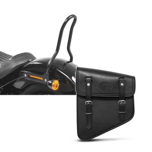 Set: Sissybar für Harley Davidson Softail 18-21 Craftride Tampa S schwarz + Satteltasche Harley Softail Street Bob Utah Craftride 11Ltr links in schwarz_1