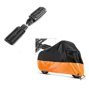 Set: Fahrer Fussrasten für Harley Davidson Softail Street Bob 18-21 Craftride ST9 schwarz + Abdeckplane Harley Softail Street Bob / Fat Bob / 114 Craftride XXL in schwarz-orange_1