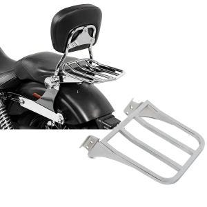 Set: Sissybar Harley Dyna Modelle 2006-2017 Craftride Fast Driver-M Flex inkl. Gepäckträger chrom + Gepäckträger für Harley Dyna Super Glide Custom 06-15 chrom Craftride_1