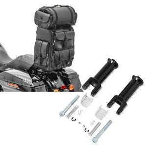Set: Sissybar Tasche für Harley Softail Fat Bob / 114 Hecktasche Craftride DLX mit Gepäckrolle + Sozius Fussrasten-Halter für Harley Davidson Softail 18-21 Craftride schwarz_1