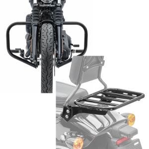 Set: Sturzbügel für Harley Davidson Softail 18-21 Motor-Schutzbügel HB4 schwarz Craftride + Gepäckträger für Sissybar für Harley Breakout / Fat Boy / 114 18-21 schwarz Craftride_1