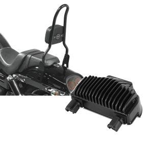 Set: Sissy Bar CSL Fix für Harley Dyna Fat Bob 10-17 schwarz Craftride + Spannungsregler für Harley-Davidson Dyna Fat Bob 08-17 Gleichrichter Laderegler Craftride_1