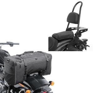 Set: Sissybar Yamaha XV 950 / R 14-20 Craftride Rider-L inkl. Gepäckträger schwarz + Hecktasche für Yamaha XV 950 / R SQ1 Craftride 52l schwarz_1