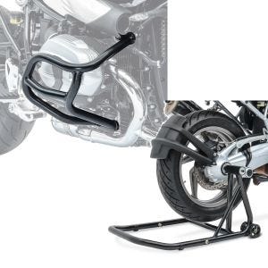 Set: Sturzbügel für BMW R NineT Urban G/S 17-21 Motoguard Schutzbügel + Einarmständer BMW R NineT Urban G / S 17-21 Montageständer ConStands Single-Classic schwarz_1