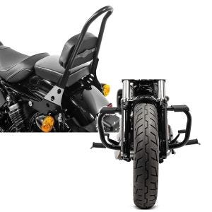 Set: Sissybar Harley Sportster Forty-Eight 48 10-20 Craftride Fast Rider-M schwarz + Sturzbügel für Harley Davidson Sportster Forty-Eight 48 (XL 1200 X) 10-20 Craftride Mustache schwarz_1