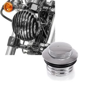 Set: Scheinwerfer Grill Harley Sportster Forty-Eight 48 10-20 schwarz von Craftride + Tankdeckel Pop-Up für Harley-Davidson Sportster Forty-Eight 48 10-20 chrom Craftride_1