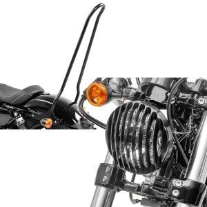 Set: Sissybar für Harley Sportster Forty-Eight 48 10-20 Craftride Tampa XL schwarz + Scheinwerfer Grill Harley Sportster Forty-Eight 48 10-20 schwarz von Craftride_1