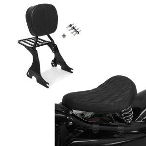 Set: Sissybar für Harley Davidson Sportster 883 Iron 09-20 Craftride inkl. Gepäckträger und Docking Kit schwarz + Solo Federsattel für Harley Davidson Sportster 883 Iron BR11 Craftride_1