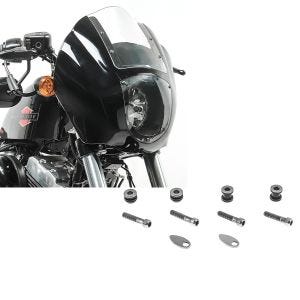 Set: Lampenmaske für Harley Dyna Super Glide / Custom Lichtmaske Craftride Q1 klar + Docking Kit für Harley Davidson Dyna Super Glide Custom 06-15 4-Punkt Anbausatz von Craftride_1