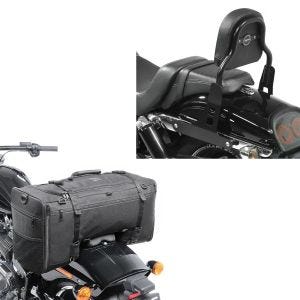 Set: Sissy Bar CSS Fix für Harley Dyna Fat Bob 10-17 schwarz Craftride + Hecktasche für Harley Dyna Fat Bob SQ1 Craftride 52l schwarz_1