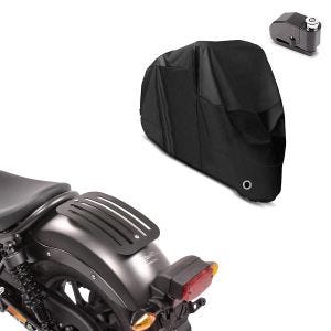 Set: Abdeckplane + Alarm Bremsscheibenschloss für Honda Rebel 500 Tourtecs + Gepäckträger für Honda Rebel 500 17-20 Solo Rack L1 Gepäckbrücke Craftride_1