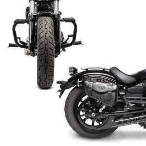 Set: Sturzbügel für Harley Davidson Sportster 883 Iron (XL 883 N) 09-20 Craftride Mustache schwarz + Satteltasche Harley Sportster 883 Iron Craftride Arizona 3Ltr rechts in schwarz_1