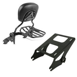 Set: Sissybar Harley Street Glide (FLHX) 09-21 Craftride Fast Driver-L Flex inkl. Gepäckträger schwarz + Topcase Träger Doppelsitzbank für Harley Davidson Street Glide 14-21 schwarz Craftride_1
