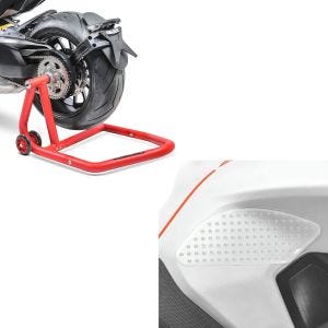Set: Einarmständer Ducati Panigale V2 20-21 Montageständer ConStands Single-One rot + Seiten Tankpad Grip Pad M für Ducati Panigale V2_1