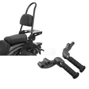 Set: Sissybar für Indian Scout / Sixty 15-21 Craftride Fast Rider-L inkl. Gepäckträger schwarz + Sozius Fussrasten Set mit Halter für Indian Scout, Sixty, Bobber 15-19 Craftride_1