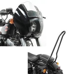 Set: Lampenmaske für Harley Sportster 1200 Custom / Iron Lichtmaske Craftride Q1 klar + Sissybar für Harley Sportster 1200 Iron 18-20 Craftride Tampa_1