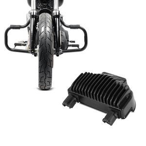 Set: Sturzbügel für Harley Davidson Dyna Fat Bob 08-17 Craftride Mustache schwarz + Spannungsregler für Harley-Davidson Dyna Fat Bob 08-17 Gleichrichter Laderegler Craftride_1